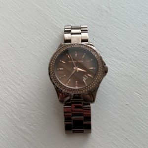 Michael Kors watch - perfect condition- chocolate brown with brown crystal bezel